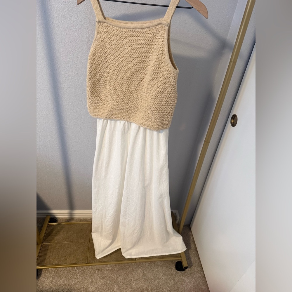 Bohme Chic White Maxi Dress with Pockets Beach Vacation Size M - Picture 2 of 9